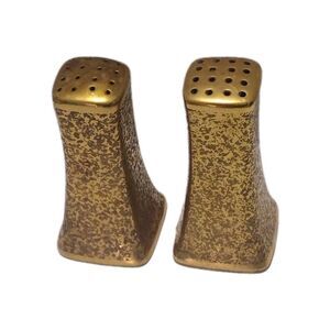 Vintage Art Deco Stouffer Gold Etched Salt & Pepper Shakers New Cork Stoppers